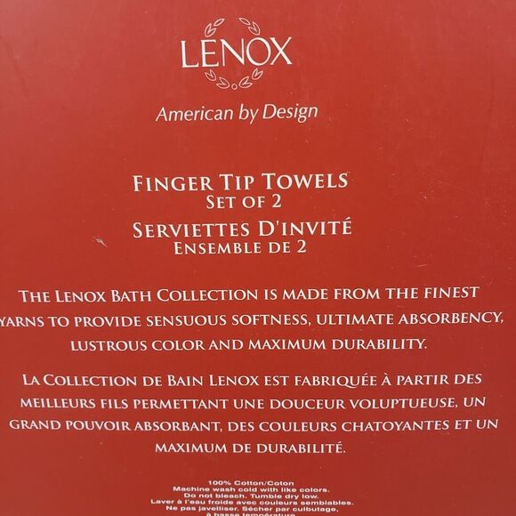 Lenox Christmas 2pc Finger Tip Towel Set Holly Leaves & Berries, Plaid Ribbon - Picture 5 of 6